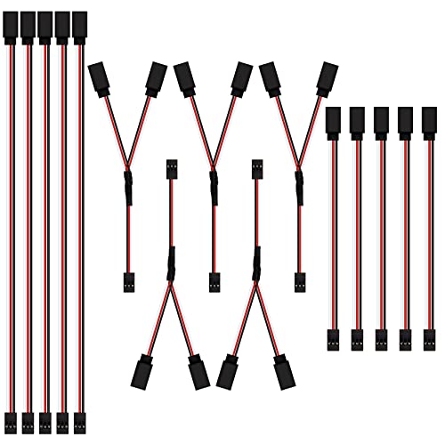 QIMEI-SHOP RC Servo Verlängerungskabel 22 AWG 30 Cores Cable JR Stecker Verlängerung 3 Pin Servokabel Männlich zu Weiblich für Fernbedienung Flugzeug 10 cm/30 cm 15 Stück von QIMEI-SHOP