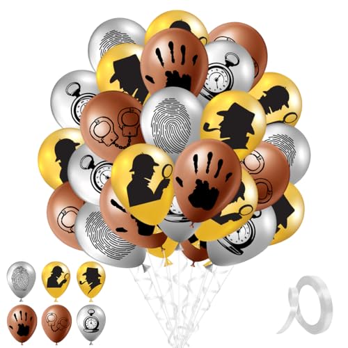 30 Stück Detektiv Ballons,dedektiv Helium Ballons,Detektivs Geburtstag Deko ballons,Luftballons Detektiv Kindergeburtstag Deko,für Geburtstag Party Dekorationen von QIMMU