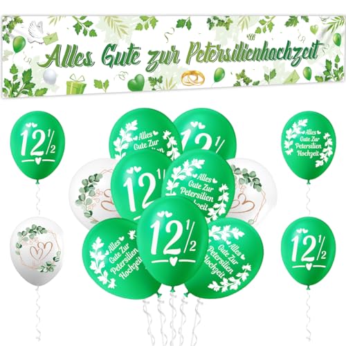 Alles Gute zur Petersilienhochzeit Banner Dekoration für 12,5 Hochzeitstag,Petersilienhochzeit Deko,15 Stück Petersilienhochzeit Luftballons,für 12,5 Hochzeitstag Dekorationen Alles Gute zur Petersilienhochzeit Banner Dekoration für 12,5 Hochzeitstag,Petersilienhochzeit Deko,15 Stück Petersilienhochzeit Luftballons,für 12,5 Hochzeitstag Dekorationen von QIMMU