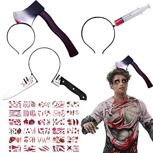 Halloween Horror Haarreif,Halloween Messer im Kopf,Halloween Axt im Kopf,Halloween Kostüm,Horror Accessoire,Realistische Axt,Messer,Nadel für Karneval,Masquerade,Cosplay mit 30 Halloween Aufkleber Halloween Horror Haarreif,Halloween Messer im Kopf,Halloween Axt im Kopf,Halloween Kostüm,Horror Accessoire,Realistische Axt,Messer,Nadel für Karneval,Masquerade,Cosplay mit 30 Halloween Aufkleber von QIMMU