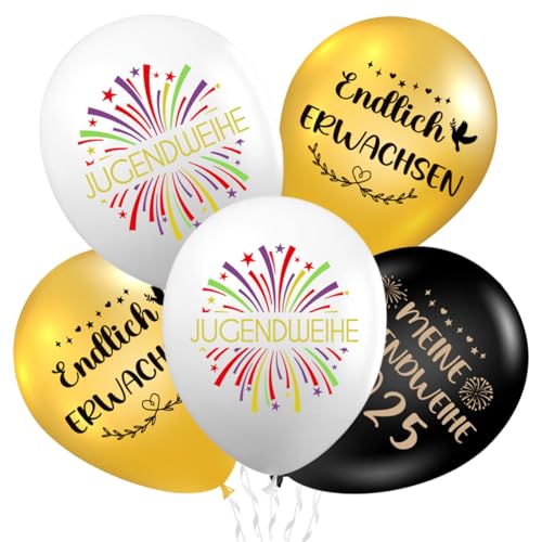 Jugendweihe Luftballons 25 Stück,Jugendweihe 2025 Deko Schwarz Gold,Jugendweihe Deko Luftballons 12 Zoll,für Jugendweihe Deko,Hängende Dekoration für Junge und Mädchen Jugendweihe Luftballons 25 Stück,Jugendweihe 2025 Deko Schwarz Gold,Jugendweihe Deko Luftballons 12 Zoll,für Jugendweihe Deko,Hängende Dekoration für Junge und Mädchen von QIMMU