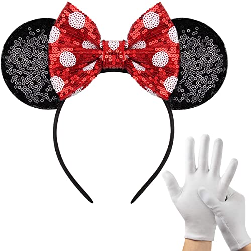 QIMMU Glitzer Maus Ohren Haarreif,Maus Haarreifen,Stirnband Maus Ohren,Maus Ohren Kostüm,Mouse Ears Headband mit Handschuhen für Erwachsene & Kinder Geburtstag Valentine's Day Karneval QIMMU Glitzer Maus Ohren Haarreif,Maus Haarreifen,Stirnband Maus Ohren,Maus Ohren Kostüm,Mouse Ears Headband mit Handschuhen für Erwachsene & Kinder Geburtstag Valentine's Day Karneval von QIMMU