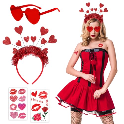 QIMMU Amor Kostüm Accessoires,Amor Kostüm Damen Zubehör,Amor Haarreif,Herz Haarreif Rot,Herz Stirnband,für Karneval,Fasching,Valentinstag,Mottoparty QIMMU Amor Kostüm Accessoires,Amor Kostüm Damen Zubehör,Amor Haarreif,Herz Haarreif Rot,Herz Stirnband,für Karneval,Fasching,Valentinstag,Mottoparty von QIMMU
