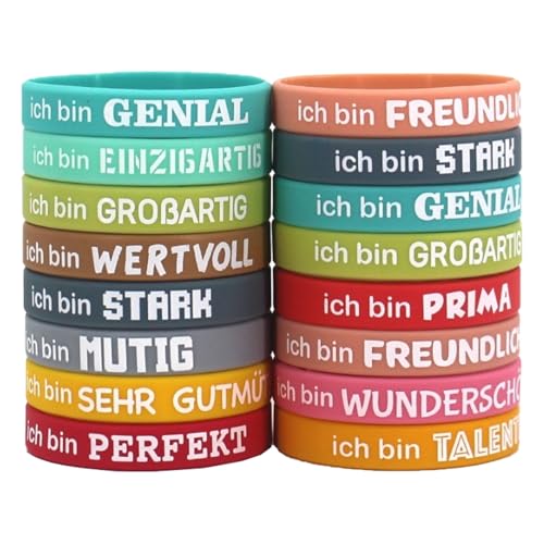 QINGYIWL 40 Stück Motivationsarmbänder, Silikon Armbänder mit Inspirierenden Sprüchen Mutmacher Geschenke Motivierende Gummiarmbänder Party Mitgebsel für Kinder Teenager Schüler Kollege von QINGYIWL