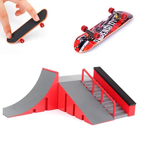 QINIFIFY Skatepark Rampen, Skate Park Kit Griffbrett Rampe mit Mini Finger Skateboard Spielzeug Geschenk für Kinder (C) von QINIFIFY