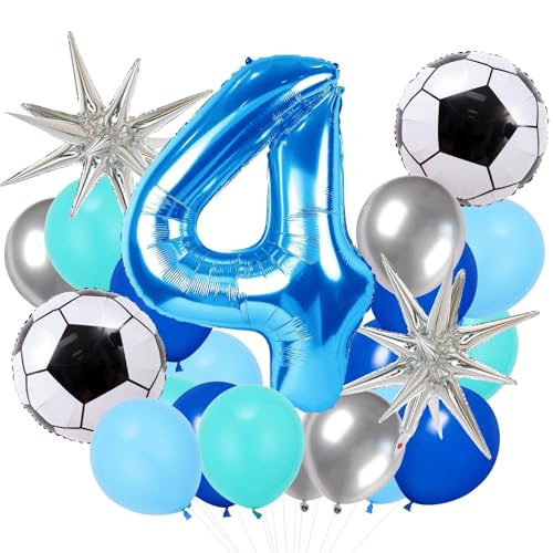 QINQINZIJIN 25 Stück Fussball Luftballon, Fussball Luftballon 4. Geburtstag, Geburtstagsdeko Jungen 4 Jahr, Blau Fußball Deko für 4 Jahre Junge Geburtstagsdeko, Jubiläum, Spieltag Party QINQINZIJIN 25 Stück Fussball Luftballon, Fussball Luftballon 4. Geburtstag, Geburtstagsdeko Jungen 4 Jahr, Blau Fußball Deko für 4 Jahre Junge Geburtstagsdeko, Jubiläum, Spieltag Party von QINQINZIJIN