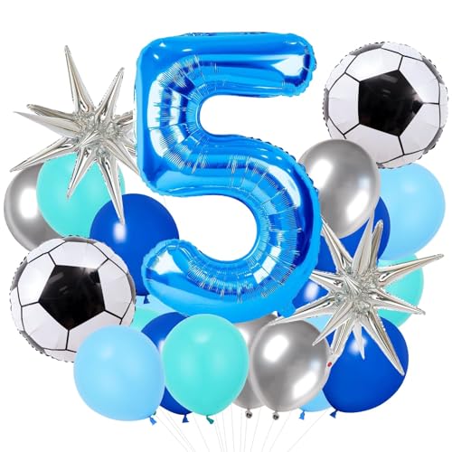 QINQINZIJIN 25 Stück Fussball Luftballon, Fussball Luftballon 5. Geburtstag, Geburtstagsdeko Jungen 5 Jahr, Blau Fußball Deko für 5 Jahre Junge Geburtstagsdeko, Jubiläum, Spieltag Party QINQINZIJIN 25 Stück Fussball Luftballon, Fussball Luftballon 5. Geburtstag, Geburtstagsdeko Jungen 5 Jahr, Blau Fußball Deko für 5 Jahre Junge Geburtstagsdeko, Jubiläum, Spieltag Party von QINQINZIJIN