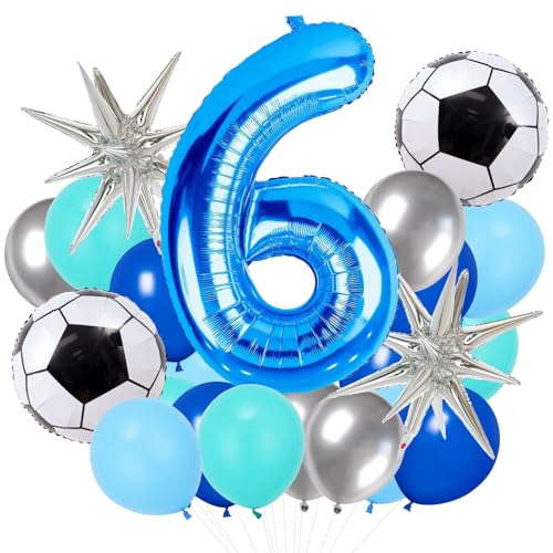 25 Stück Fussball Luftballon, Fussball Luftballon 6. Geburtstag, Geburtstagsdeko Jungen 6 Jahr, Blau Fußball Deko für 6 Jahre Junge Geburtstagsdeko, Jubiläum, Spieltag Party 25 Stück Fussball Luftballon, Fussball Luftballon 6. Geburtstag, Geburtstagsdeko Jungen 6 Jahr, Blau Fußball Deko für 6 Jahre Junge Geburtstagsdeko, Jubiläum, Spieltag Party von QINQINZIJIN