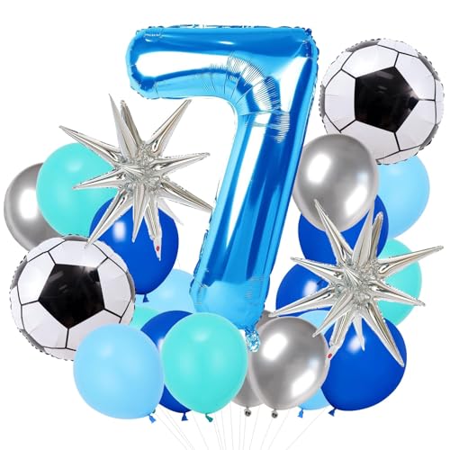 QINQINZIJIN 25 Stück Fussball Luftballon, Fussball Luftballon 7. Geburtstag, Geburtstagsdeko Jungen 7 Jahr, Blau Fußball Deko für 7 Jahre Junge Geburtstagsdeko, Jubiläum, Spieltag Party QINQINZIJIN 25 Stück Fussball Luftballon, Fussball Luftballon 7. Geburtstag, Geburtstagsdeko Jungen 7 Jahr, Blau Fußball Deko für 7 Jahre Junge Geburtstagsdeko, Jubiläum, Spieltag Party von QINQINZIJIN