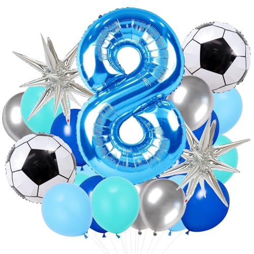 QINQINZIJIN 25 Stück Fussball Luftballon, Fussball Luftballon 8. Geburtstag, Geburtstagsdeko Jungen 8 Jahr, Blau Fußball Deko für 8 Jahre Junge Geburtstagsdeko, Jubiläum, Spieltag Party QINQINZIJIN 25 Stück Fussball Luftballon, Fussball Luftballon 8. Geburtstag, Geburtstagsdeko Jungen 8 Jahr, Blau Fußball Deko für 8 Jahre Junge Geburtstagsdeko, Jubiläum, Spieltag Party von QINQINZIJIN