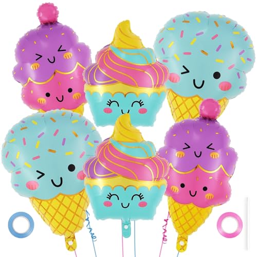QINQINZIJIN Eiscreme Folienballons, 6 Stück Eiscreme Luftballons Geburtstag, Ice Cream Folienballon, Bunte Party Ballons, für Mädchen Jungen Sommer Geburtstag Party Dekoration QINQINZIJIN Eiscreme Folienballons, 6 Stück Eiscreme Luftballons Geburtstag, Ice Cream Folienballon, Bunte Party Ballons, für Mädchen Jungen Sommer Geburtstag Party Dekoration von QINQINZIJIN