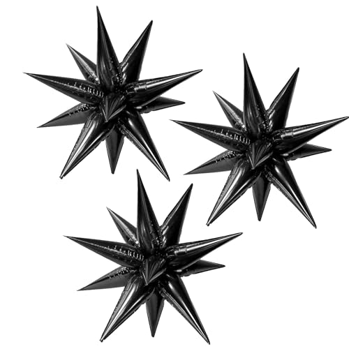 Explosion Stern Luftballons, 26 Zoll Sternen Folienballons, 3 Stück 70er 80er Jahre Disco Folienballons, Babyparty für Hochzeit, Geburtstagsdekoration (Schwarz) von QINQINZIJIN