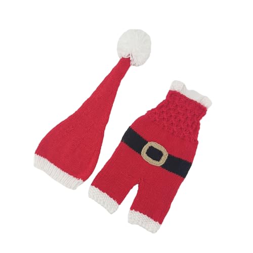 QINZTON Weihnachts Santa Kostüm Outfit Für 0–1 Monate Alte Babys Hübscher Gestrickter Overall Und Passende Mütze Fotografie Requisiten Baby Weihnachts Cosplay Set von QINZTON