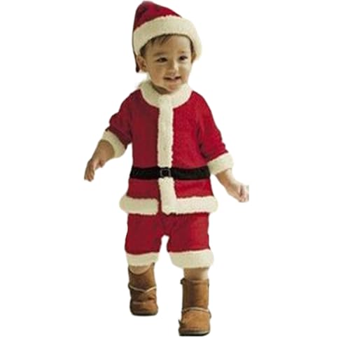 QINZTON Weihnachtsmann Kostüm Für Kinder Mädchen Jungen Weihnachtsmann Anzug Weihnachtsmann Kostüm Zubehör Party Cosplay Weihnachtsmann Kostüm Für Herren Und Damen 2-teiliges Weihnachtsmann Kostüm von QINZTON