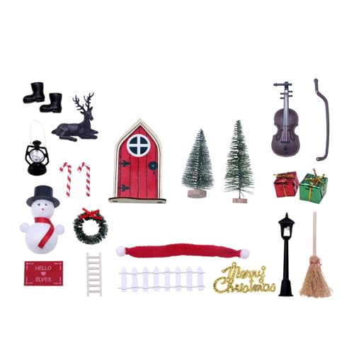 Weihnachts-Heimdekorationsset, Puppenhaus-Miniaturzubehör, Holz und Kunstharz, langlebig und wasserdicht, Weihnachtsdekoration von QINZTON