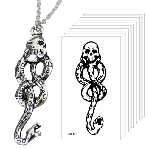 QITHGYD 41 Stück Todesser Temporary Tattoos und 1 Bellatrix Lestrange Halskette - Perfekte Kostüm Accessoires für HaaryPootter Fans, Halloween Cosplay Events und Fan Partys QITHGYD 41 Stück Todesser Temporary Tattoos und 1 Bellatrix Lestrange Halskette - Perfekte Kostüm Accessoires für HaaryPootter Fans, Halloween Cosplay Events und Fan Partys von QITHGYD