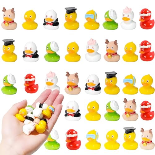 48 Stück Mini Kleine Enten - Kleine Enten zum Verstecken, 8 Arten von Entenmodellen, Jeweils Sechs, Mini HarzEnten-Miniaturfiguren für Puppenhaus-Landschafts- und Gartendekorationen usw. (CuteEnten) von QITIXI:OU