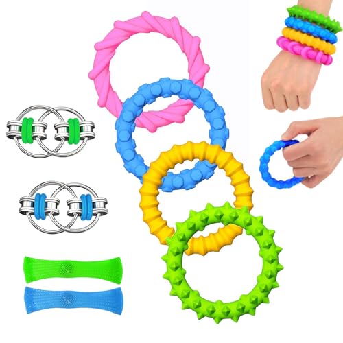 8 Stück Fidegt Toys Sensorischen Armbänder, Wristband Fidget Dekompression Spielzeug, Sensorik Anti Stress Kinder Sensorisches Toys für Kinder Erwachsene Stress, Angst, Adhs, Autismus von QITIXI:OU