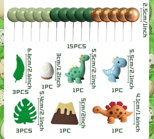 Dino Tortendeko - 26 PCS Dino Cake Toppers, Dinosaurier Kuchen Dekoration Set – 3xDinosaurier Figuren, 1x Dinosaurier Ei, 1x Vulkan, 6x Blätter, 15x Bunte Kugeln - für Kindergeburtstager Kuchendeko Dino Tortendeko - 26 PCS Dino Cake Toppers, Dinosaurier Kuchen Dekoration Set – 3xDinosaurier Figuren, 1x Dinosaurier Ei, 1x Vulkan, 6x Blätter, 15x Bunte Kugeln - für Kindergeburtstager Kuchendeko von QITIXI:OU