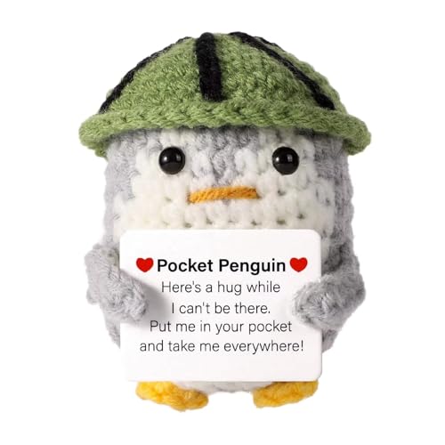 Mini Positive Pinguin - Positive Penguin Geschenk, handgefertigte Häkeltiere, Lustiger Pocket Hug Süßes Pinguin Spielzeug, niedliches Dekor, Pinguin Spielzeug für Freunde Ermutigung Dekoration (A) von QITIXI:OU