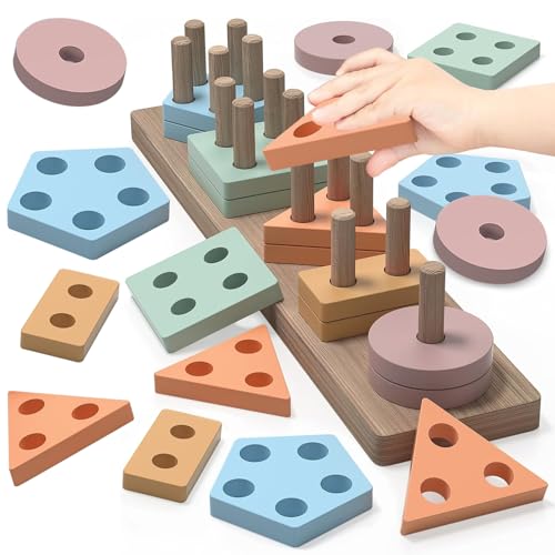 Steckspiel Montessori Spielzeug ab 1 2 3 Jahre, Holz Spielzeug Motorikspielzeug, Babyspielzeug Sortierspiel Kinderspielzeug Lernspielzeug Steck puzzle Geschenk für Baby Mädchen Jungen Kleinkinder Steckspiel Montessori Spielzeug ab 1 2 3 Jahre, Holz Spielzeug Motorikspielzeug, Babyspielzeug Sortierspiel Kinderspielzeug Lernspielzeug Steck puzzle Geschenk für Baby Mädchen Jungen Kleinkinder von QITIXI:OU