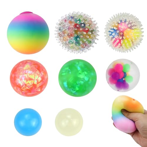 Stressbälle - 8 Stück Antistressball, Anti Stress Spielzeug für Erwachsene Kinder, Knautschball & Squishy Ball für Autismus, Stressabbau, Antistressball für Entspannung Fidget Angst Spannung Stress Stressbälle - 8 Stück Antistressball, Anti Stress Spielzeug für Erwachsene Kinder, Knautschball & Squishy Ball für Autismus, Stressabbau, Antistressball für Entspannung Fidget Angst Spannung Stress von QITIXI:OU