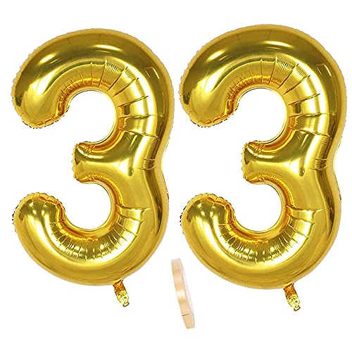 Folienballon Zahl Deko Gold 33 für Frauen Männer, XXL 100cm Riesen Nummer Aufblasbar Helium Ballon Figuren Zahlen Luftballons für 33. Jahre Mann Frau Geburtstag Hochzeit Jubiläum Party Dekoration Folienballon Zahl Deko Gold 33 für Frauen Männer, XXL 100cm Riesen Nummer Aufblasbar Helium Ballon Figuren Zahlen Luftballons für 33. Jahre Mann Frau Geburtstag Hochzeit Jubiläum Party Dekoration von QIUJUNDE