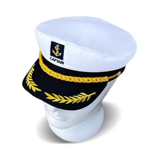 QIUKUI Kapitän Yacht Hut Kappe Matrosen Marine Admiral Hut Kostüm Hut für Halloween Kostüm Zubehör QIUKUI Kapitän Yacht Hut Kappe Matrosen Marine Admiral Hut Kostüm Hut für Halloween Kostüm Zubehör von QIUKUI