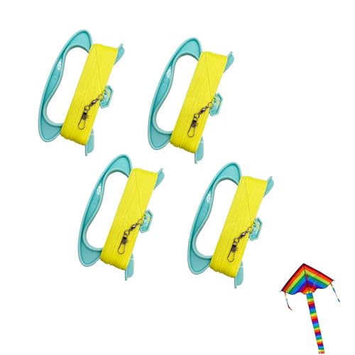 QIUMING 4 Stück Drachenschnur Drachenrolle 100m Schnurdrachen Kite Seilwinde für Drachen Kite String with Kite Handle Drachenschnur Spule Kit für Familien- und Team-Outdoor-Aktivitäten (4) von QIUMING
