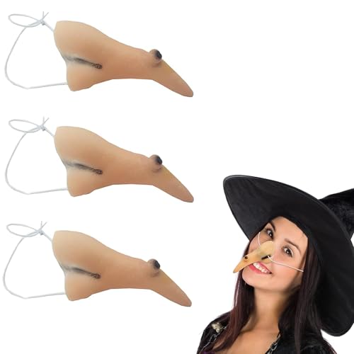 QIUMING Hexennase mit Gummiband Lustige künstliche Nase Hexennase Lang Hässlich für Halloween Mit verstellbarem Gummiband für Make-up, Kostüme, Karneval und Mottoparty (Stil 1) von QIUMING