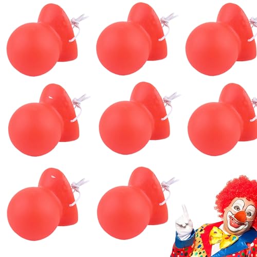 QIUMING clownsnasen rot rote Clownsnase Clownsnasen Rot Clownsnase Zirkus Clown Nase Falsche Nasen In Rot Clownsnase Nase mit Gummiband Für Fasching, Karneval Oder Andere Mottopartys(groß, 8) von QIUMING