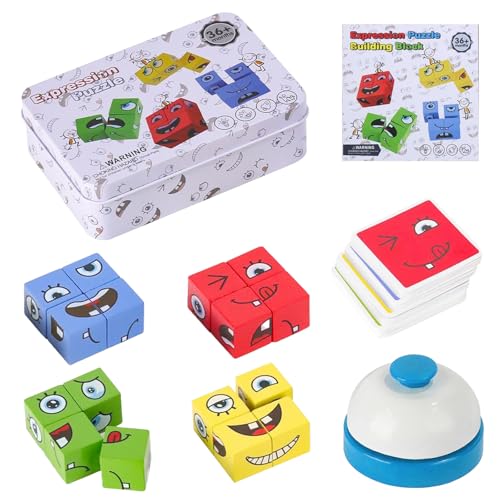 3D Puzzle Face-Changing Magic Cube Emoji Blocks Spiel Magic Face Building Block Wooden Puzzle Montessori Toy Bunte Zauberwürfel Baustein Spielzeug Für 3 4 5 6 7 Kinder Mit Tischglocke 3D Puzzle Face-Changing Magic Cube Emoji Blocks Spiel Magic Face Building Block Wooden Puzzle Montessori Toy Bunte Zauberwürfel Baustein Spielzeug Für 3 4 5 6 7 Kinder Mit Tischglocke von QIWEIS