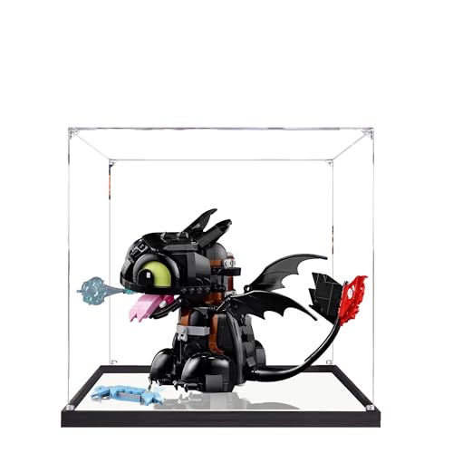 Acryl-Vitrine für Lego 10375 Ohnezahn Modell, 3 mm staubdichte Schaukasten, Vitrine kompatibel mit Lego 10375 (Modell nicht im Lieferumfang enthalten) (Transparent 3 mm + Spiegel) von QIXINDGYH