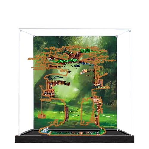 Acryl-Vitrine für Lego 21318 Baumhausmodell, 3 mm staubdichte Schaukasten, Vitrine kompatibel mit Lego 21318 (Modell nicht im Lieferumfang enthalten) (Hintergrund schwarze Basis B) von QIXINDGYH