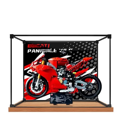 Acryl-Vitrine für Lego 42202 Motorradmodell, 3 mm staubdichte Schaukasten, Vitrine kompatibel mit Lego 42202 (Modell nicht im Lieferumfang enthalten) (Hintergrund 3 mm A) von QIXINDGYH