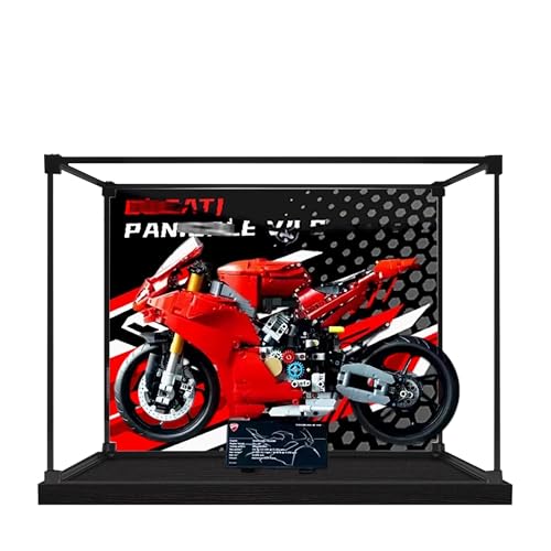 Acryl-Vitrine für Lego 42202 Motorradmodell, 3 mm staubdichte Schaukasten, Vitrine kompatibel mit Lego 42202 (Modell nicht im Lieferumfang enthalten) (Hintergrund 3 mm B) von QIXINDGYH