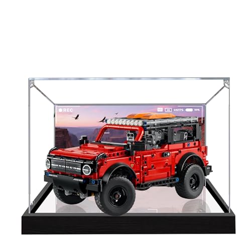 Acryl-Vitrine für Lego 42213 Geländewagen Bauset, transparente Box, klare Vitrine, Schaukasten kompatibel mit Lego 42213 (Modell nicht im Lieferumfang enthalten) (Hintergrund 3MM+Spiegel A) von QIXINDGYH