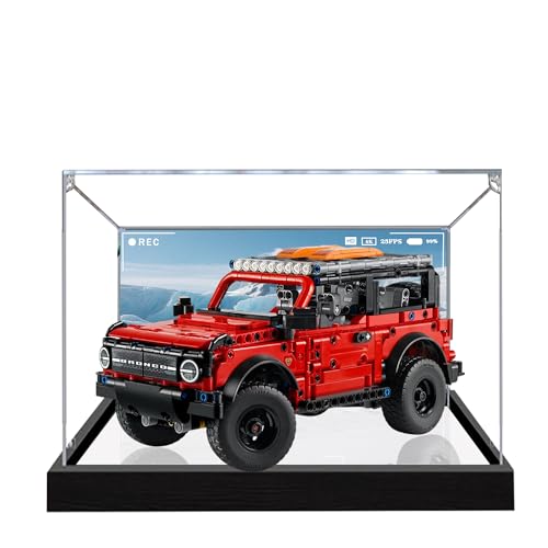 Acryl-Vitrine für Lego 42213 Geländewagen Bauset, transparente Box, klare Vitrine, Schaukasten kompatibel mit Lego 42213 (Modell nicht im Lieferumfang enthalten) (Hintergrund 3MM+Spiegel B) von QIXINDGYH