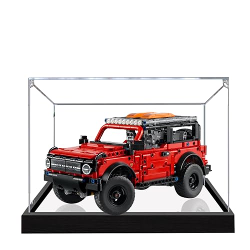 Acryl-Vitrine für Lego 42213 Geländewagen Bauset, transparente Box, klare Vitrine, Schaukasten kompatibel mit Lego 42213 (Modell nicht im Lieferumfang enthalten) (Transparent 3MM+Spiegel) von QIXINDGYH