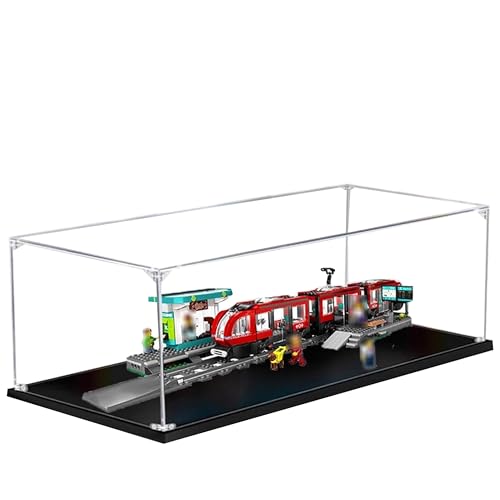Acryl-Vitrine für Lego 60423 Urban Tram Modell, 3 mm staubdichte Schaukasten, Vitrine kompatibel mit Lego 60423 (Modell nicht im Lieferumfang enthalten) (Transparent 2 mm) von QIXINDGYH