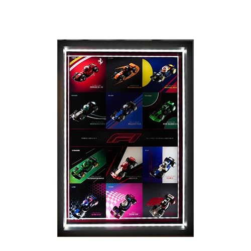 Acryl-Vitrine für Lego 71049 Lotterie F1-Rennwagen-Modell, 3 mm staubdichte Schaukasten, Vitrine Kompatibel mit Lego 71049 (Modell nicht im Lieferumfang enthalten) (Fotorahmen-Licht) von QIXINDGYH