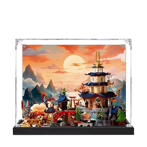 Acryl-Vitrine für Lego 71814 Arena-Turniertempel, Stadtmodell, 3 mm staubdichte Schaubox, Vitrine kompatibel mit Lego 71841 (Modell nicht im Lieferumfang enthalten) (Hintergrund, 3 mm, schwarzer von QIXINDGYH