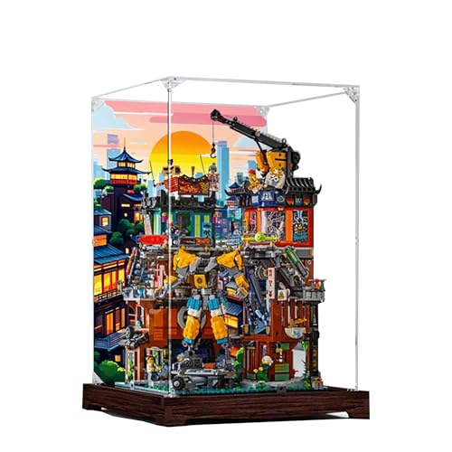 Acryl-Vitrine für Lego 71837 City Workshop Modell, 3 mm staubdichte Schaukasten, Vitrine Kompatibel mit Lego 71837 (Modell Nicht Enthalten) (Hintergrundbau B) von QIXINDGYH