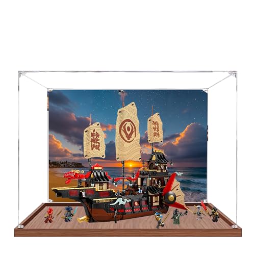 Acryl-Vitrine für Lego 71848 Tempel Belohnungsmodell, 3 mm staubdichte Schaubox, Vitrine kompatibel mit Lego 71848 (Modell nicht im Lieferumfang enthalten) (Hintergrund 3 mm AWood Base) von QIXINDGYH