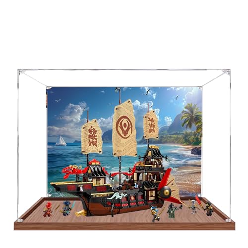 Acryl-Vitrine für Lego 71848 Tempel Belohnungsmodell, 3 mm staubdichte Schaubox, Vitrine kompatibel mit Lego 71848 (Modell nicht im Lieferumfang enthalten) (Hintergrund 3 mm BWood Base) von QIXINDGYH