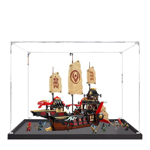 Acryl-Vitrine für Lego 71848 Tempel Belohnungsmodell, 3 mm staubdichte Schaukasten, Vitrine kompatibel mit Lego 71848 (Modell nicht im Lieferumfang enthalten) (schwarzer Sockel, 3 mm) von QIXINDGYH