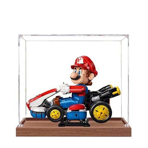 Acryl-Vitrine für Lego 72037 Kart-Bauset, klare Vitrine, staubdichte Vitrine, kompatibel mit Lego 72037 (nur Vitrine) (transparent, 3 mm, Holzfarbe) von QIXINDGYH