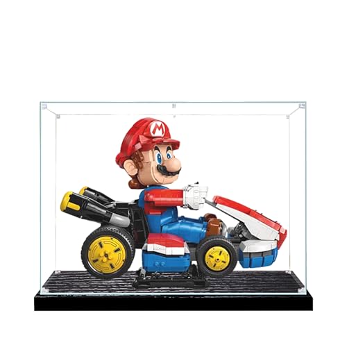 Acryl-Vitrine für Lego 72037 Kart-Modell, 3 mm staubdichte Schaubox, Vitrine kompatibel mit Lego 72037 (Modell nicht im Lieferumfang enthalten) (Holzmaserung, schwarzer Sockel, 3 mm) von QIXINDGYH