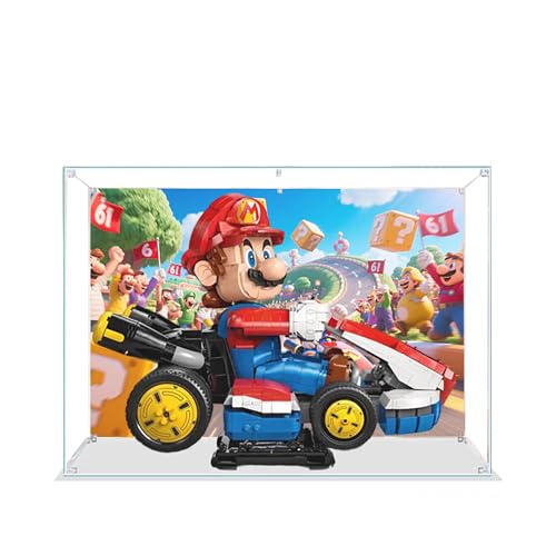 Acryl-Vitrine für Lego 72037 Kart-Modell, 3 mm staubdichte Schaukasten, Vitrine kompatibel mit Lego 72037 (Modell nicht im Lieferumfang enthalten) (Hintergrund weiße Basis) von QIXINDGYH