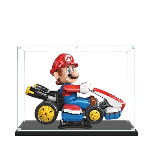 Acryl-Vitrine für Lego 72037 Kart-Modell, 3 mm staubdichte Schaukasten, Vitrine kompatibel mit Lego 72037 (Modell nicht im Lieferumfang enthalten) (schwarzer Sockel, 3 mm) von QIXINDGYH